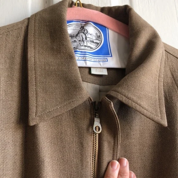 Perry Ellis Brown Zip Front Spread Collar Jacket XL - Picture 5 of 13